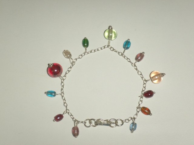Handcrafted Silver Jewelry - Handmade .950 pure silver bracelet and murano crystals