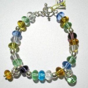 Handcrafted Silver Jewelry - Handmade .950 Silver Bracelet with Multi-Colored Murano