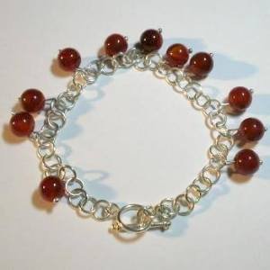 .950 Silver Bracelet with Brown Agate *EMAIL SIZE FOR AVAILABILITY AND PRICE*
