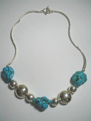 .950 Silver Necklace with Turqoise *EMAIL SIZE FOR AVAILABILITY AND PRICE*