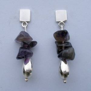 .950 Pure Silver Earrings with Amythyst