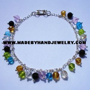 Handmade .950 Silver Anklet with multi-color Murano