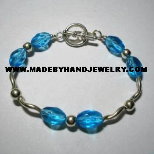 Handmade .950 Silver Bracelet with Turqoise Colored Murano