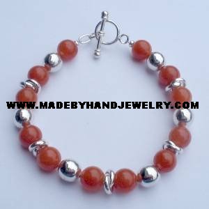 .950 Silver Bracelet with Carnelina *EMAIL SIZE FOR AVAILABILITY AND PRICE*