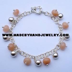 .950 Silver Bracelet with Melon Colored Quartz *EMAIL SIZE FOR AVAILABILITY AND PRICE*