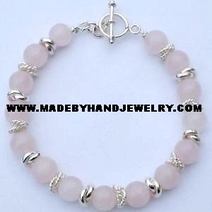 .950 Silver Bracelet with Pink Quartz *EMAIL SIZE FOR AVAILABILITY AND PRICE*