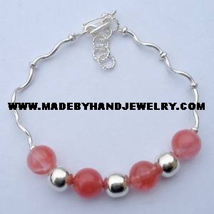 .950 Silver Bracelet with Rodocrosite *EMAIL SIZE FOR AVAILABILITY AND PRICE*