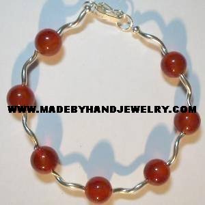 .950 Silver Bracelet with Brown Agate *EMAIL SIZE FOR AVAILABILITY AND PRICE*