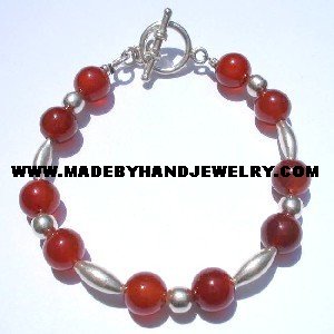 .950 Silver Bracelet with Brown Agate *EMAIL SIZE FOR AVAILABILITY AND PRICE*