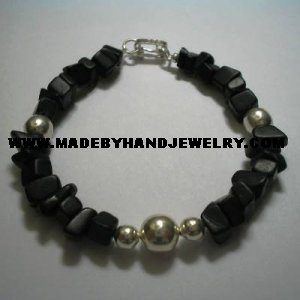 Handmade .950 Silver Bracelet with Black Onyx