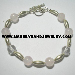 Handmade .950 Silver Bracelet with Pink Quartz