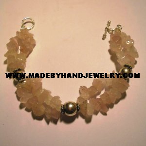 Handmade .950 Silver Bracelet with Pink Quartz