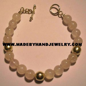Handmade .950 Silver Bracelet with Pink Quartz