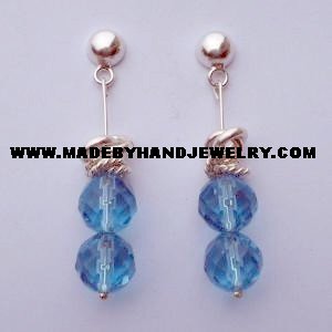 .950 Pure Silver Earrings with Light Blue Murano