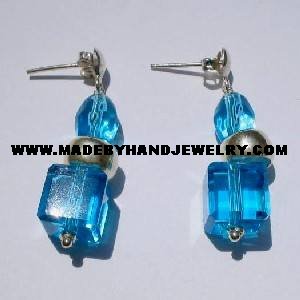 .950 Pure Silver Earrings with Turqoise colored Murano