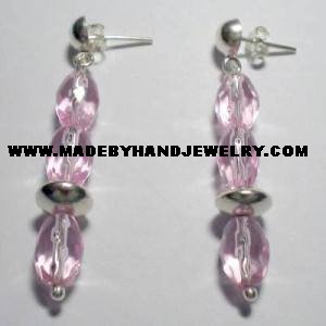 .950 Pure Silver Earrings with Pink colored Murano