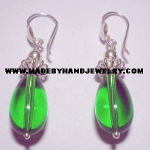 .950 Pure Silver Earrings with Amber colored Murano