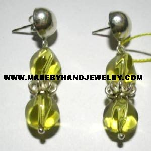 .950 Pure Silver Earrings with Yellow colored Murano