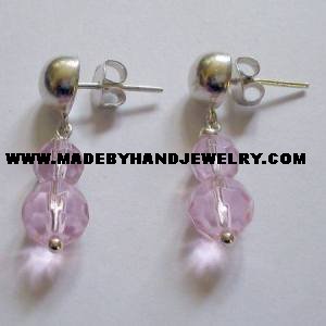 .950 Pure Silver Earrings with Pink colored Murano
