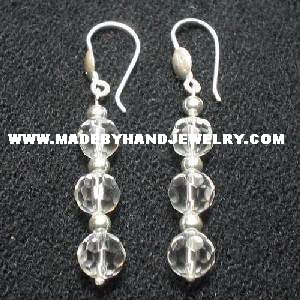 .950 Pure Silver Earrings with Clear Murano