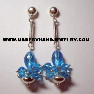 Handmade .950 Pure Silver Earrings with Light Blue Murano