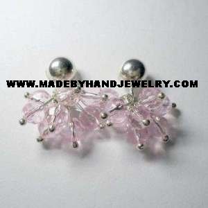Handmade .950 Pure Silver Earrings with Pink Colored Murano