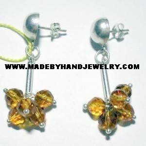 Handmade .950 Silver Earrings with Amber colored Murano