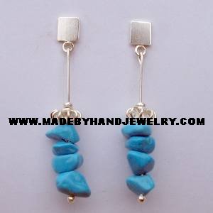 .950 Pure Silver Earrings with Turqoise Stone