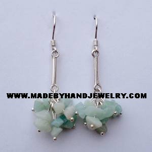 .950 Pure Silver Earrings with Light Blue Agate