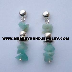 .950 Pure Silver Earrings with Light Blue Agate