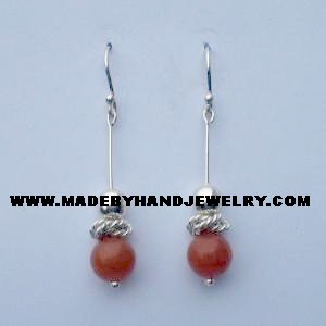 .950 Pure Silver Earrings with Carnelina