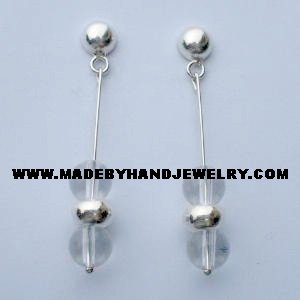 .950 Pure Silver Earrings with Crystal Quartz
