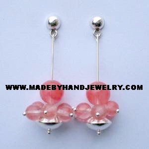 .950 Pure Silver Earrings with Rodocrosite stone