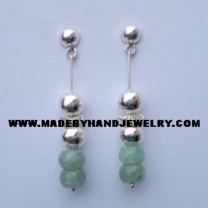 .950 Pure Silver Earrings with Aventurine