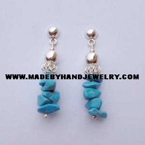 .950 Pure Silver Earrings with Turqoise Stone