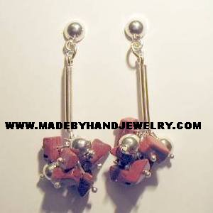 .950 Pure Silver Earrings with Jasper