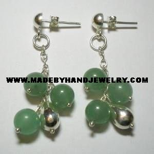 .950 Pure Silver Earrings with Jade