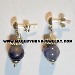 .950 Pure Silver Earrings with Sodalite