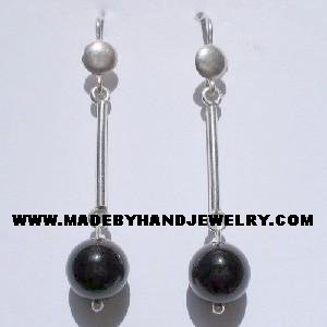 .950 Pure Silver Earrings with Black Onyx