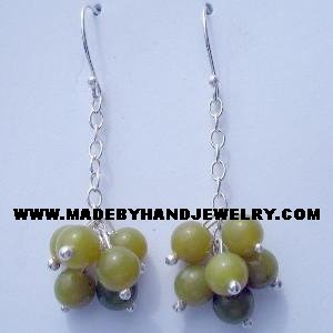 .950 Pure Silver Earrings with Serpentine