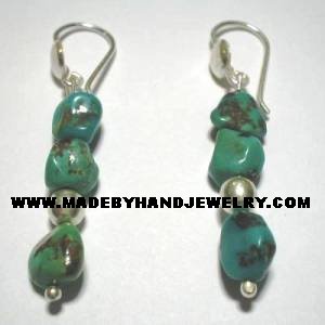 .950 Pure Silver Earrings with Peruvian Turqoise