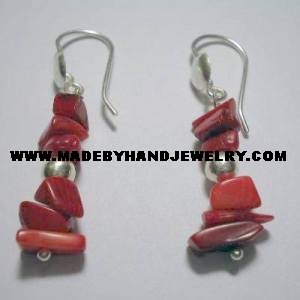 .950 Pure Silver Earrings with Red Coral