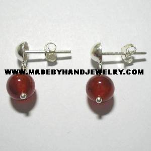 .950 Pure Silver Earrings with Brown Agate