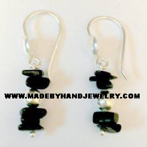 .950 Pure Silver Earrings with Black Onyx