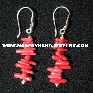 .950 Pure Silver Earrings with Red Coral
