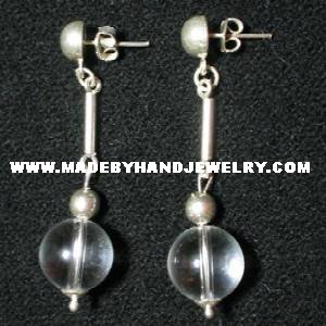 .950 Pure Silver Earrings with Clear Quartz