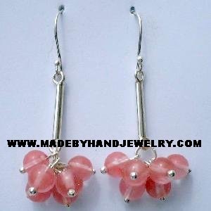 Handmade .950 Pure Silver Earrings and Rodocrosite