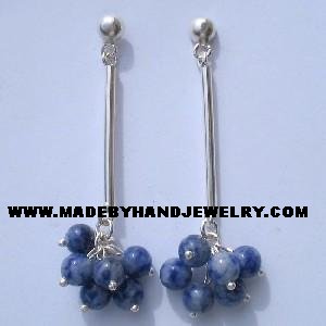 Handmade .950 Pure Silver Earrings with Sodalite
