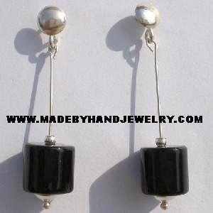 Handmade .950 Pure Silver Earrings with Black Onyx