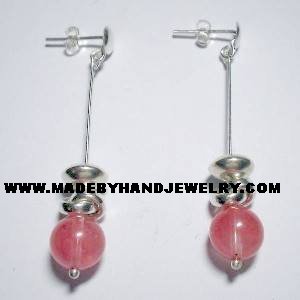 Handmade .950 Pure Silver Earrings with Rodocrocite